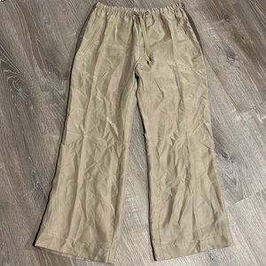 deRoo Silky Tuxedo Stripe Track Pants in Tan